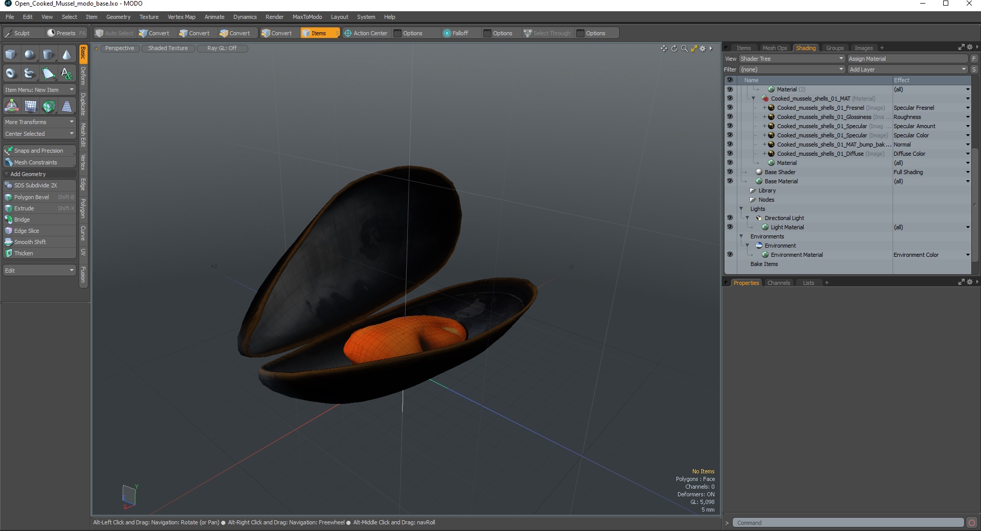 3D Open Cooked Mussel model