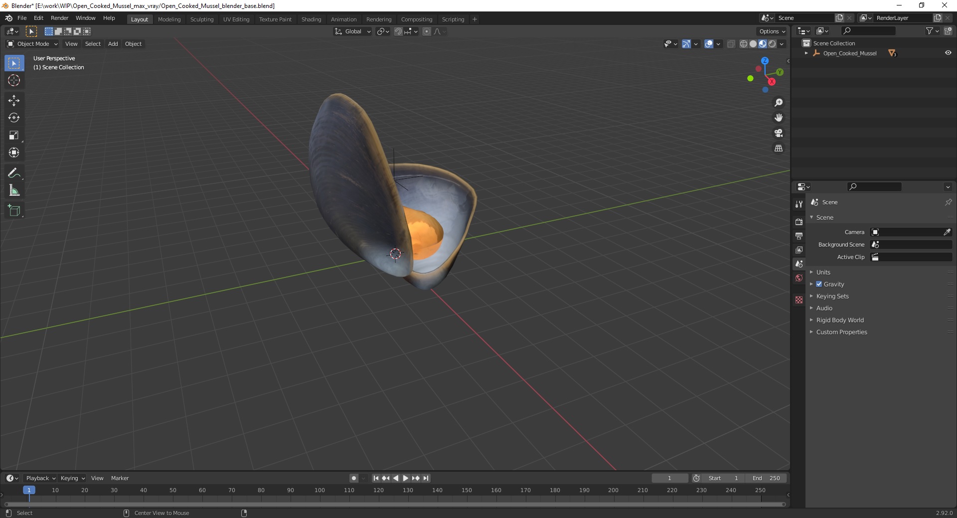 3D Open Cooked Mussel model