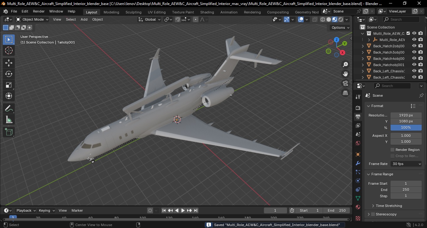 3D model Multi Role AEW&C Aircraft Simplified Interior