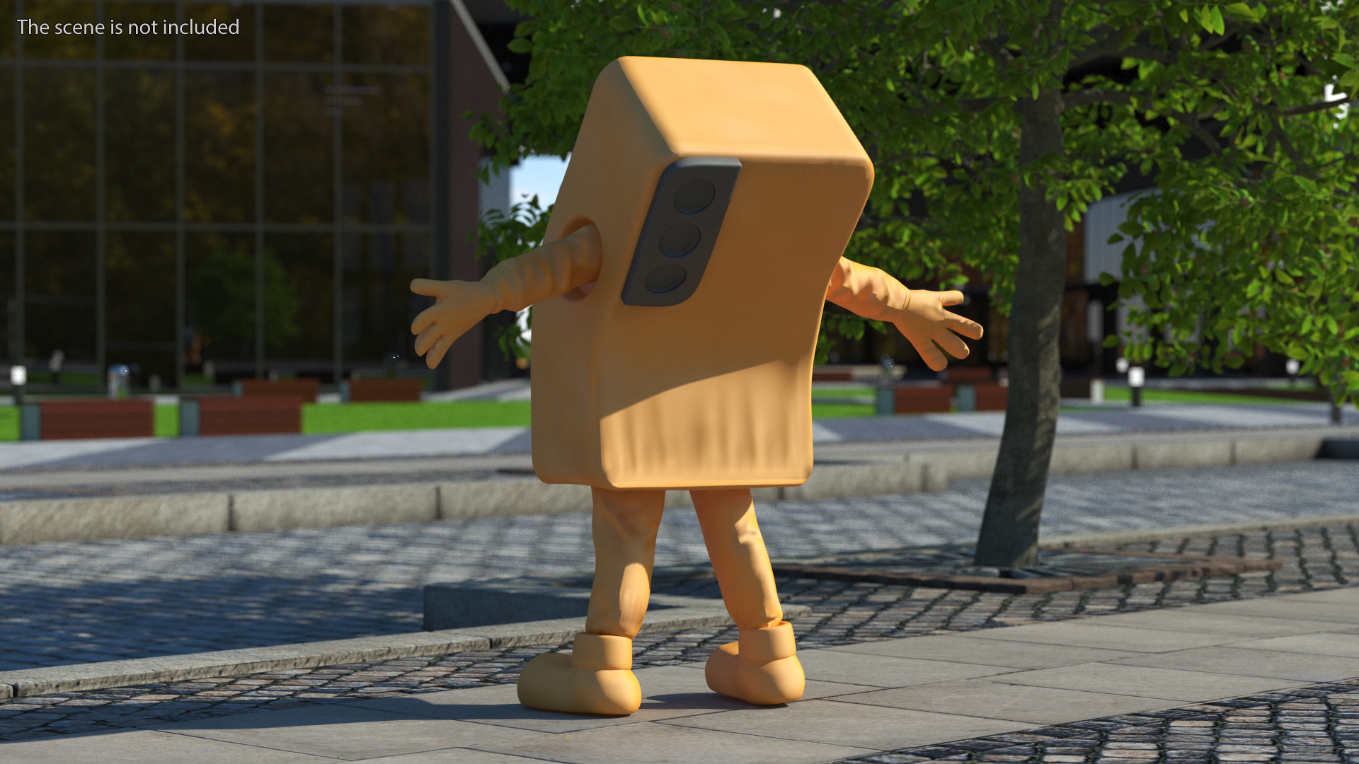 Orange Mobile Phone Mascot Happy Pose 3D