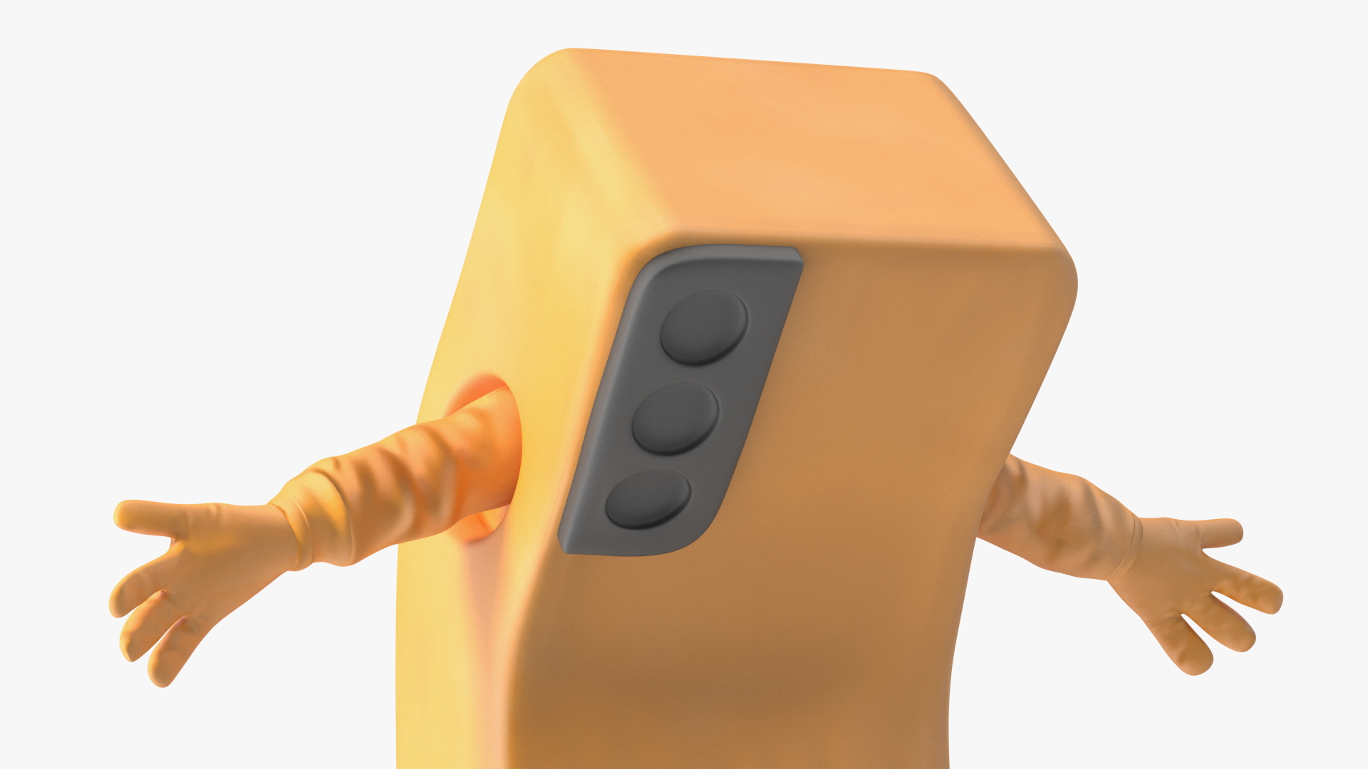 Orange Mobile Phone Mascot Happy Pose 3D