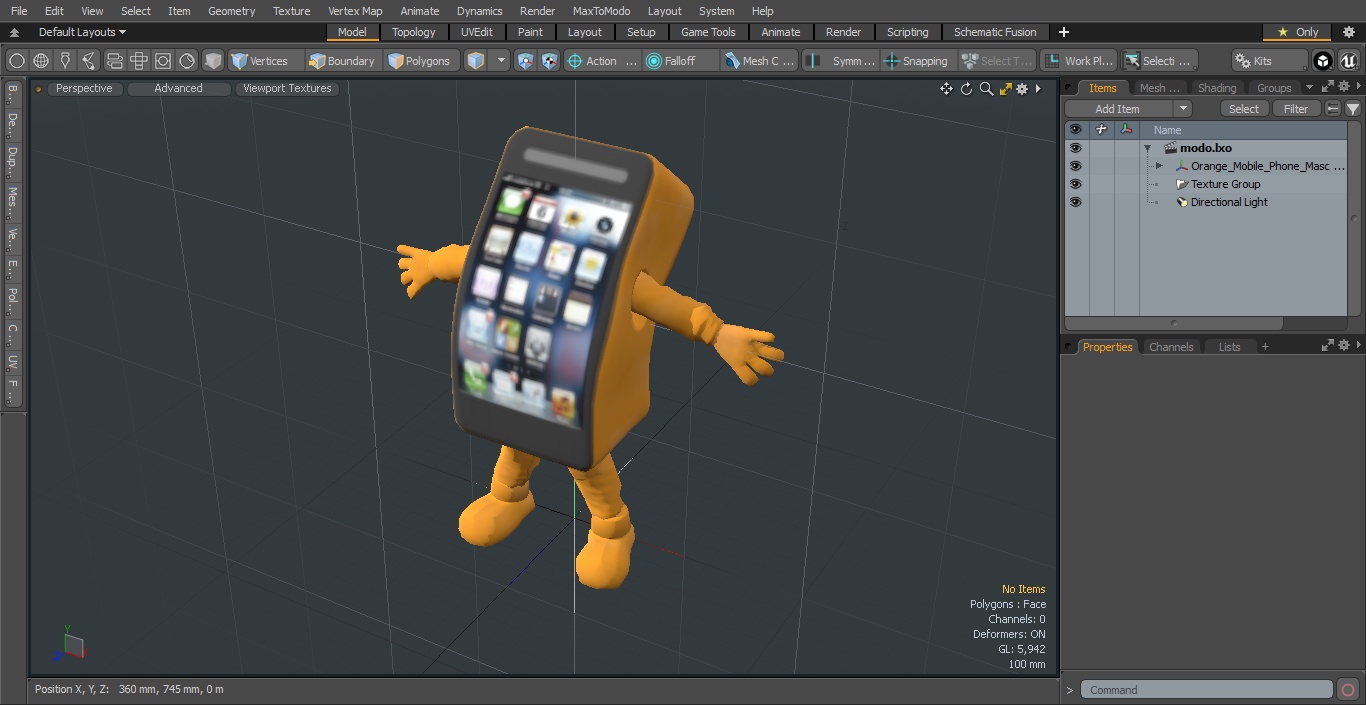 Orange Mobile Phone Mascot Happy Pose 3D