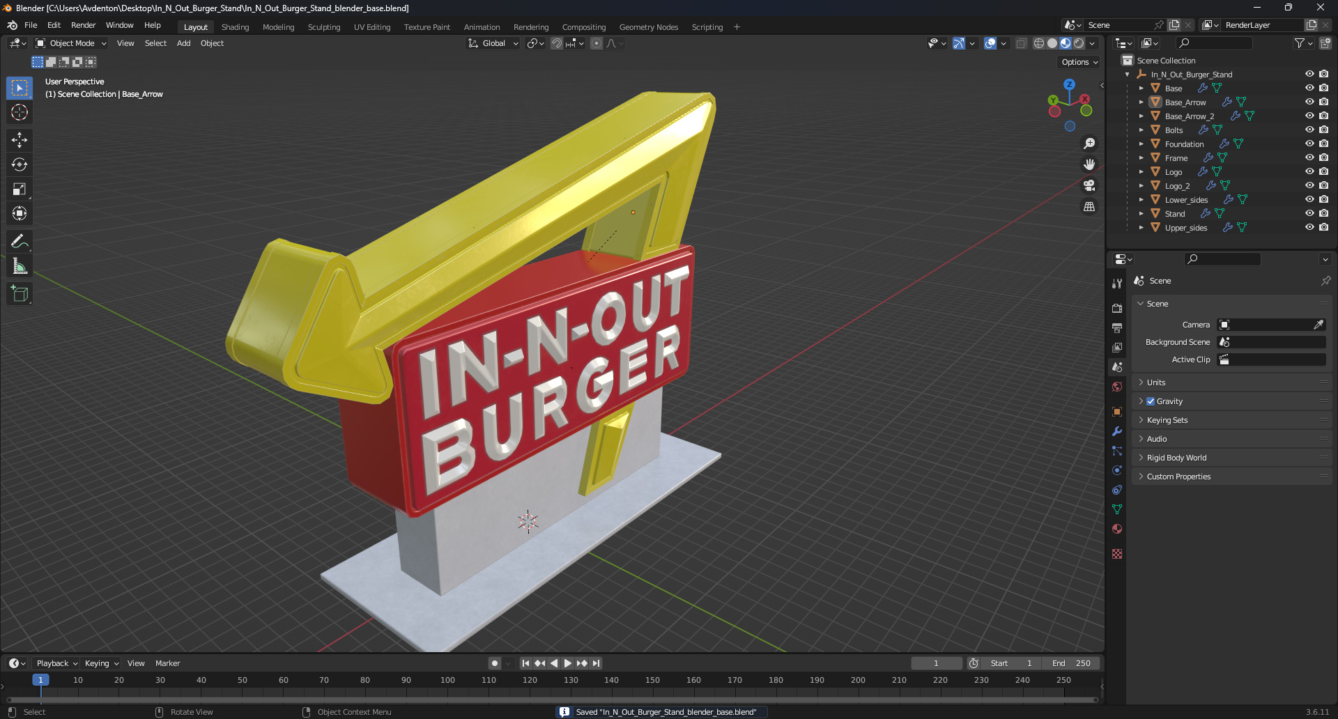 3D In N Out Burger Stand