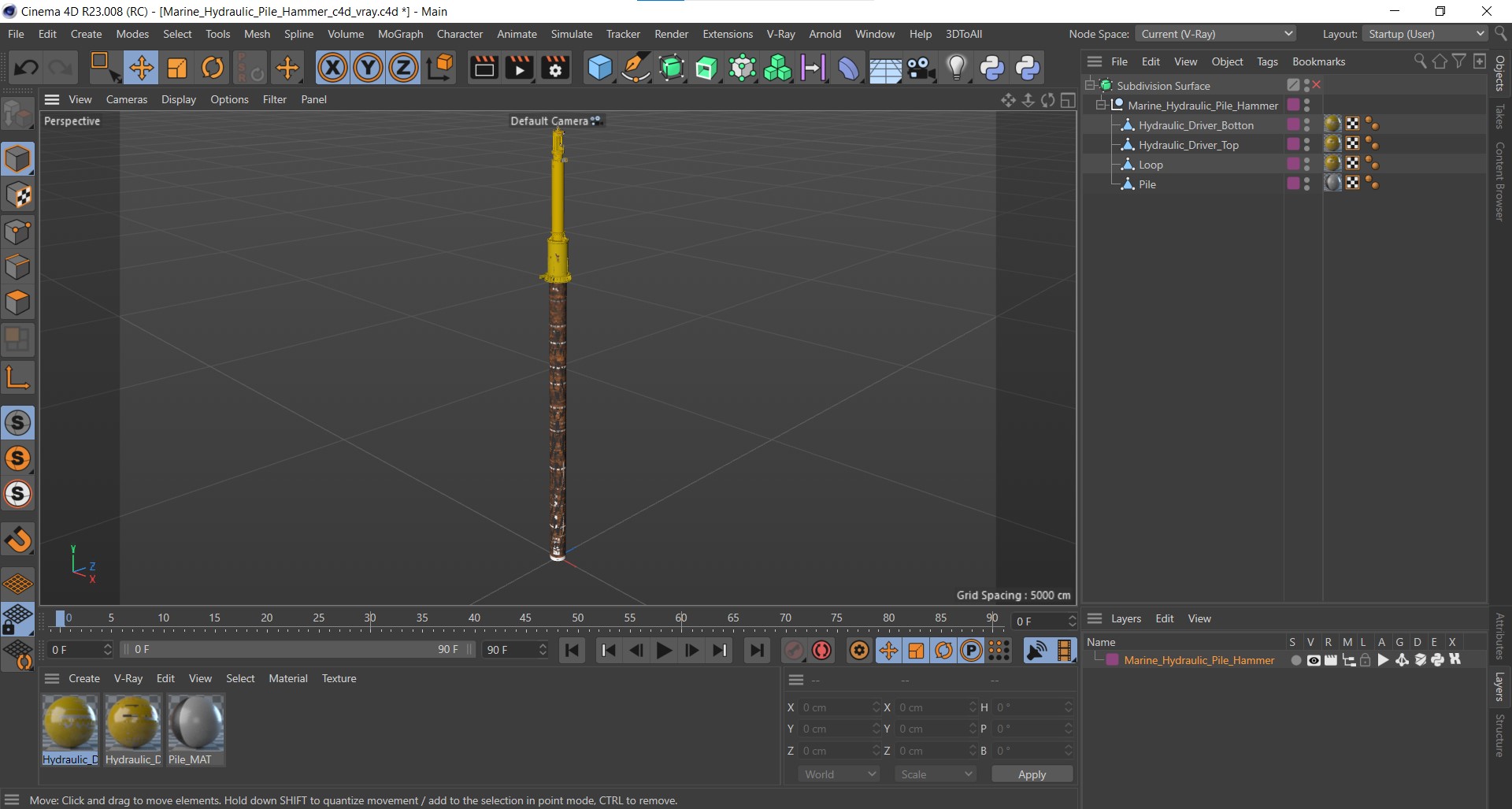 3D Marine Hydraulic Pile Hammer model