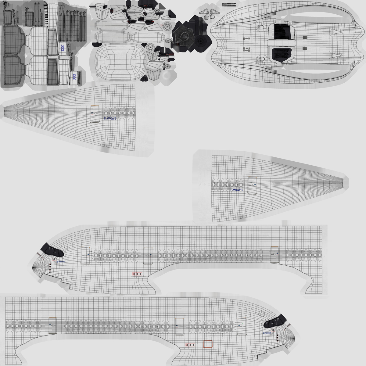 3D model Airbus A350 800 Generic Rigged