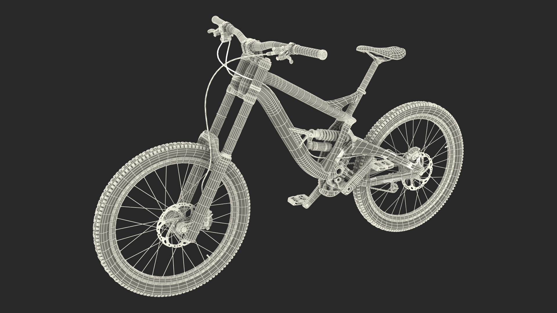 3D Mountain Bike with Full Suspension Rigged