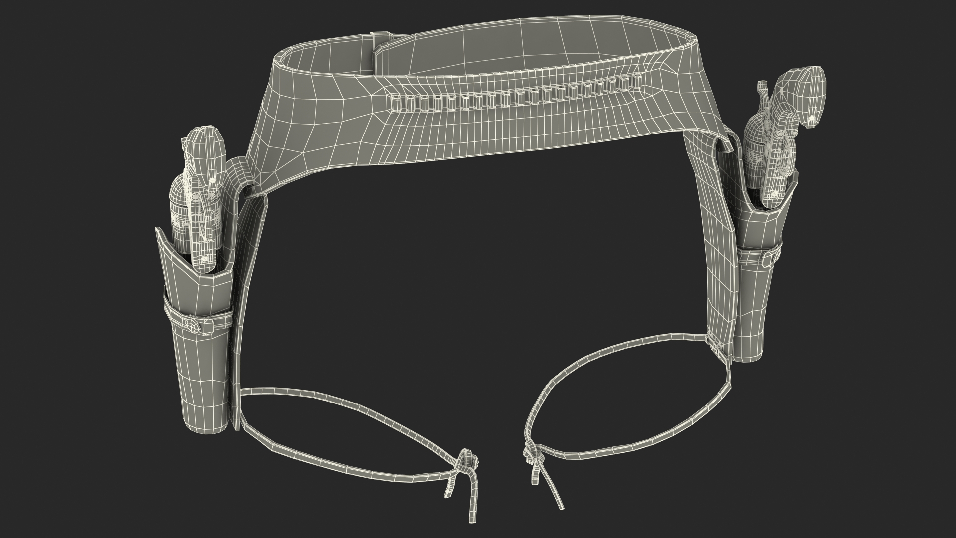 3D Leather Double Gun Belt with Guns model