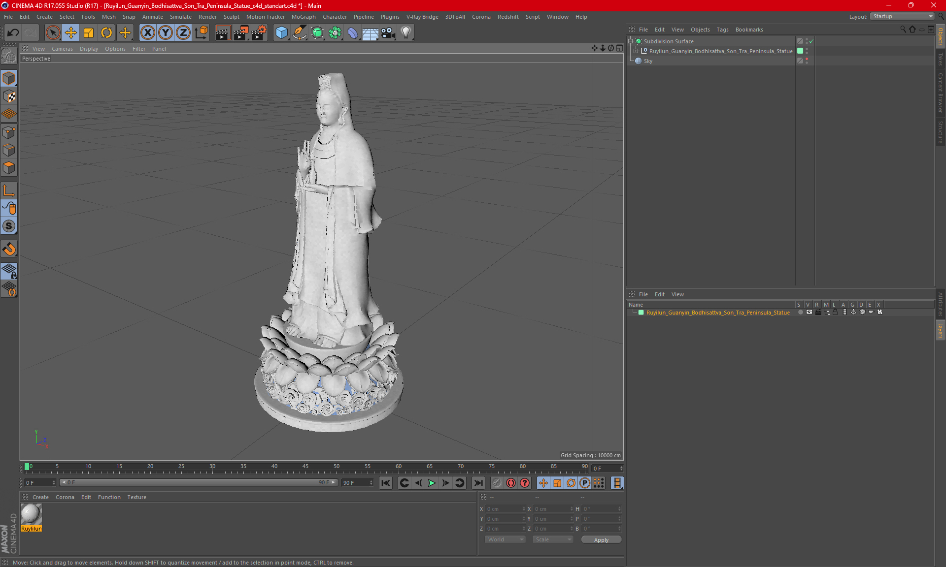 Ruyilun Guanyin Bodhisattva Son Tra Peninsula Statue 3D