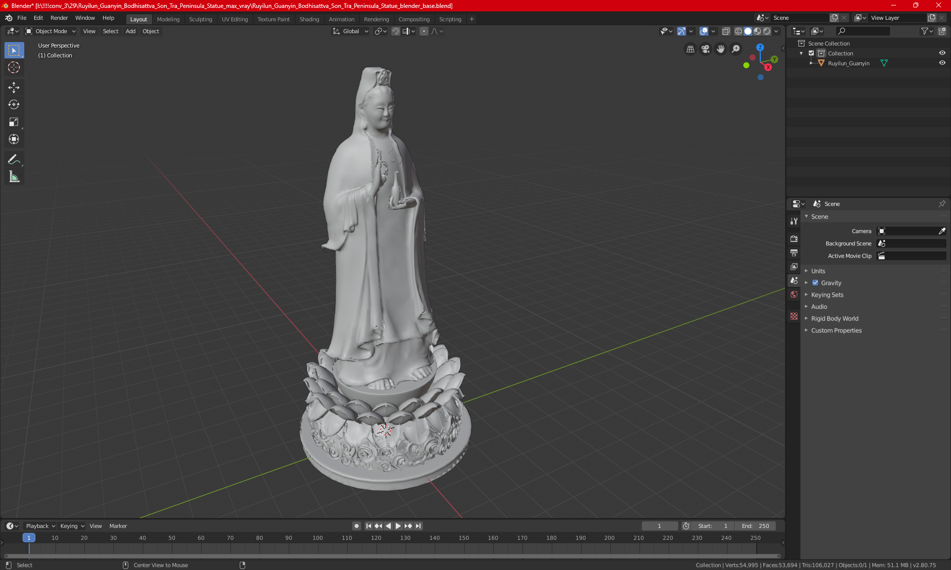 Ruyilun Guanyin Bodhisattva Son Tra Peninsula Statue 3D