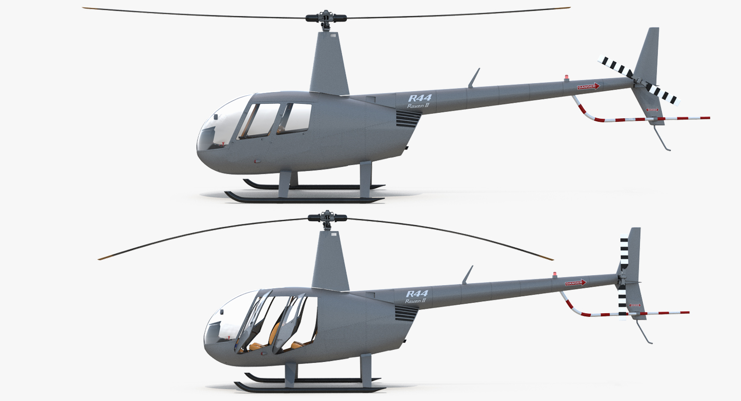 3D Light Helicopter Robinson R44 Rigged 3 model