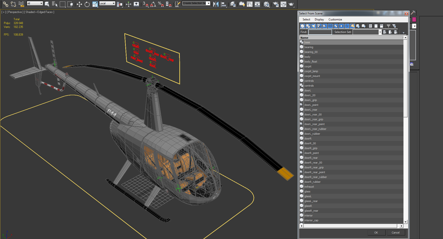 3D Light Helicopter Robinson R44 Rigged 3 model