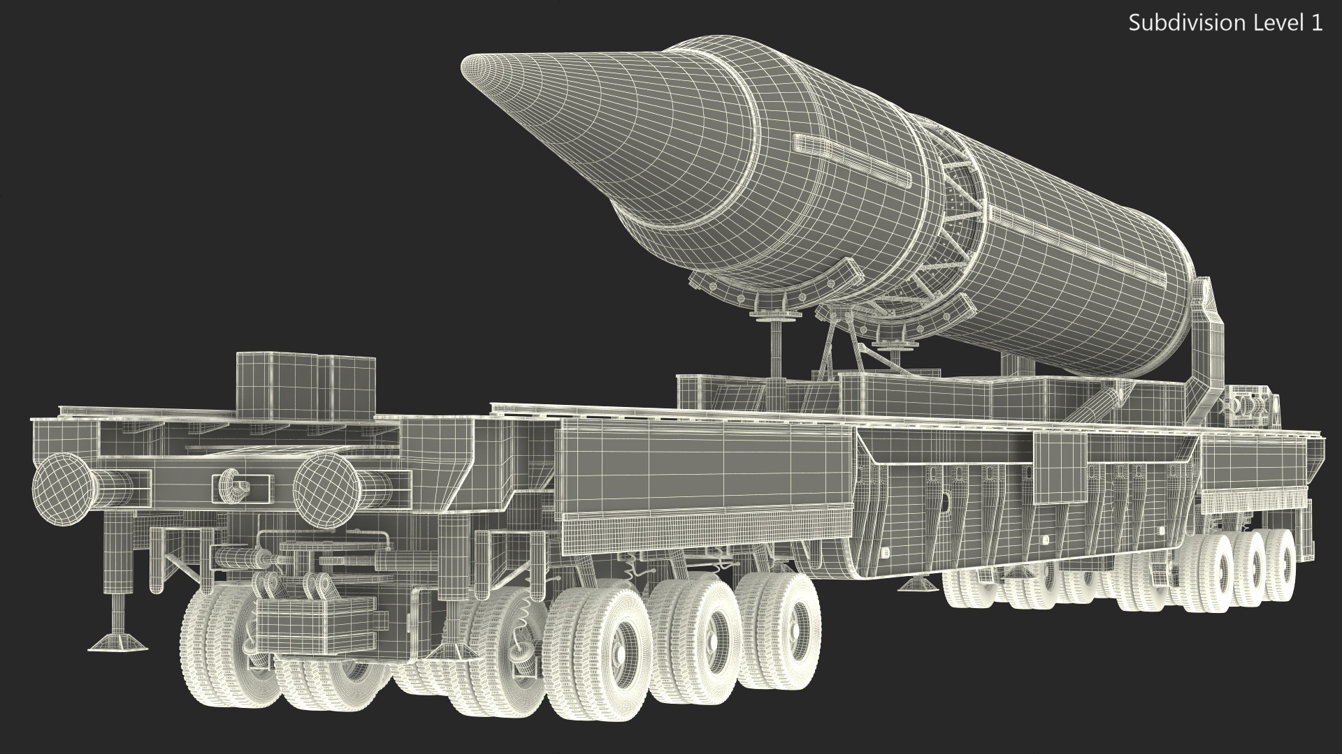 3D Agni III Indian Ballistic Missile with Trailer