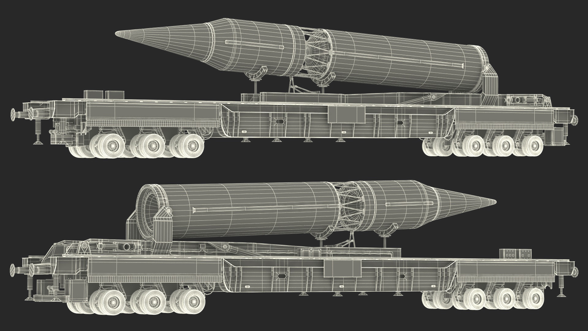 3D Agni III Indian Ballistic Missile with Trailer