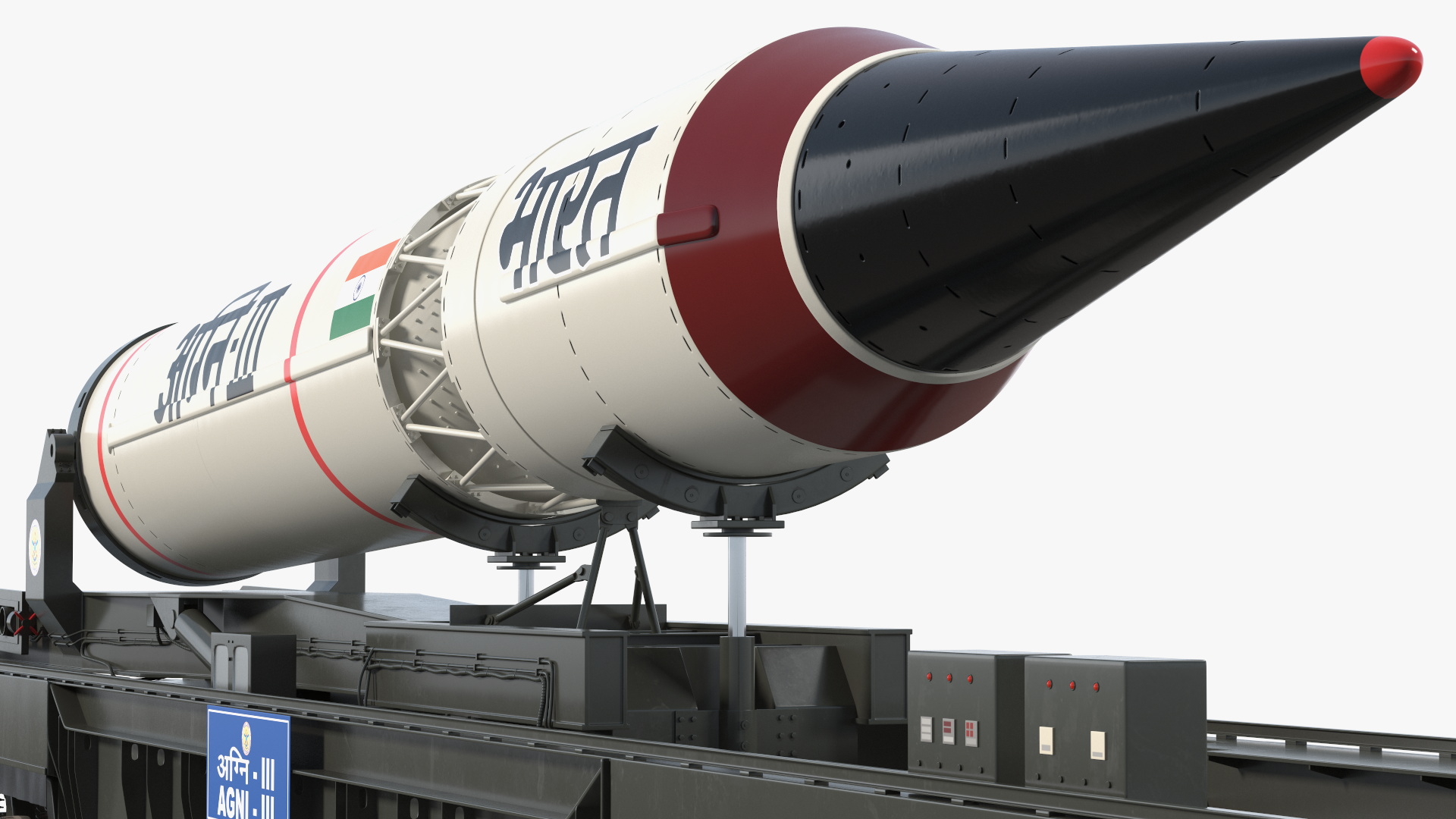 3D Agni III Indian Ballistic Missile with Trailer