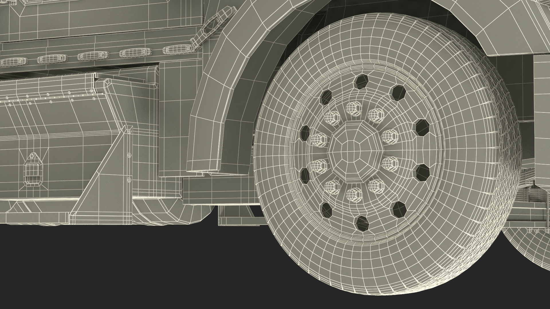 3D Semi Truck with Flatbed Trailer