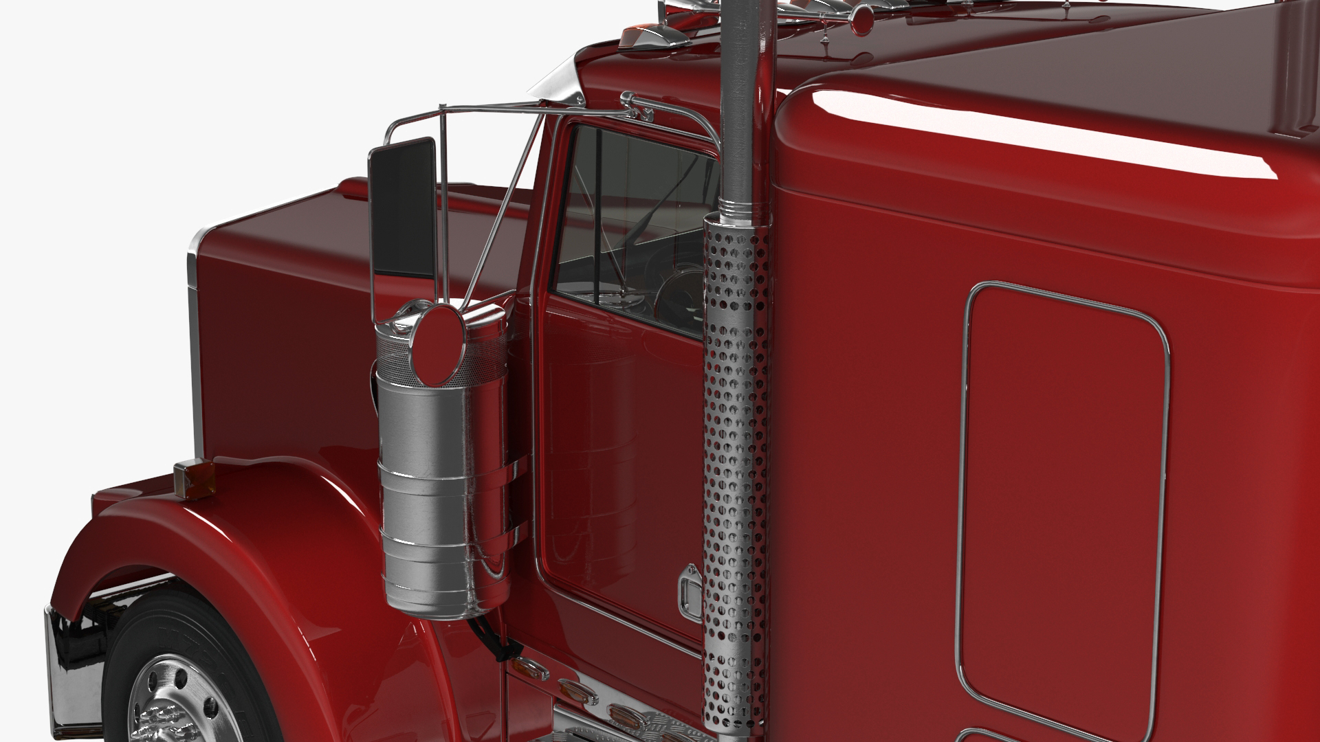 3D Semi Truck with Flatbed Trailer