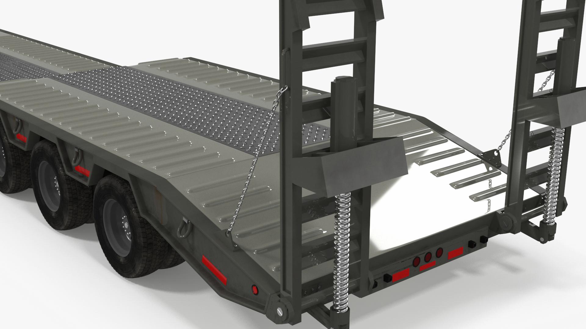 3D Semi Truck with Flatbed Trailer