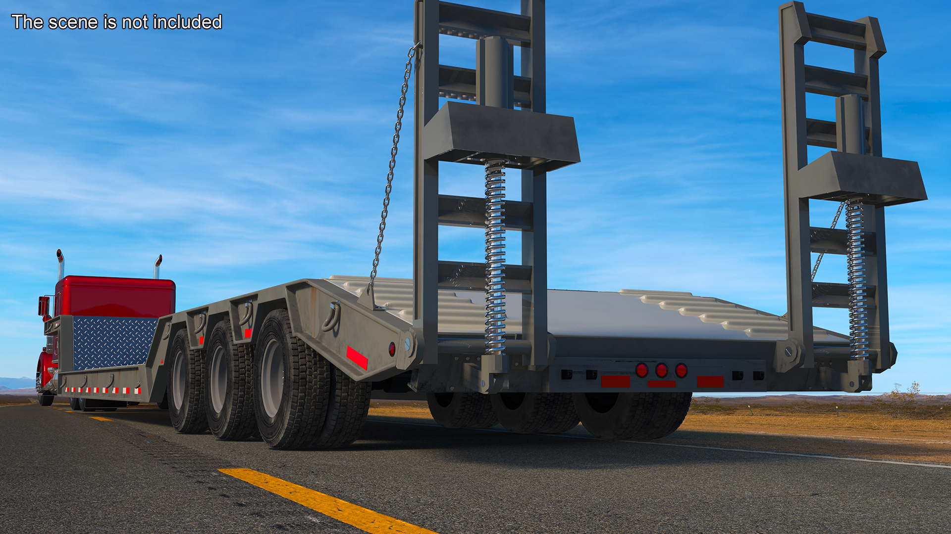 3D Semi Truck with Flatbed Trailer