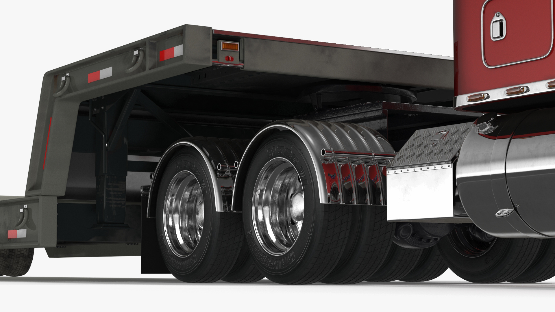 3D Semi Truck with Flatbed Trailer