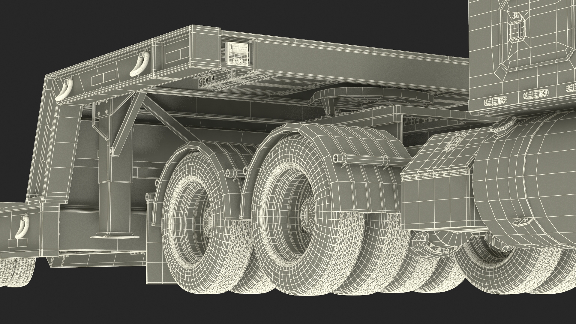 3D Semi Truck with Flatbed Trailer