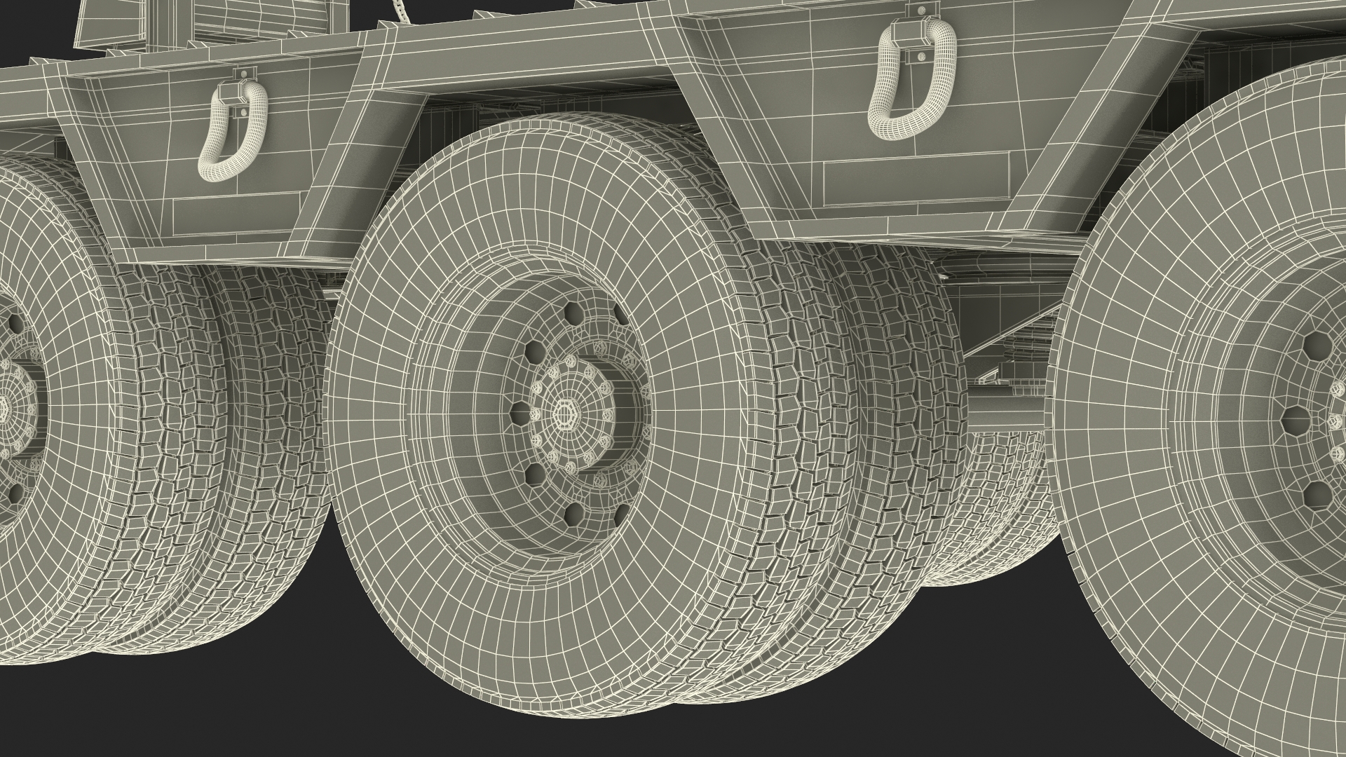 3D Semi Truck with Flatbed Trailer