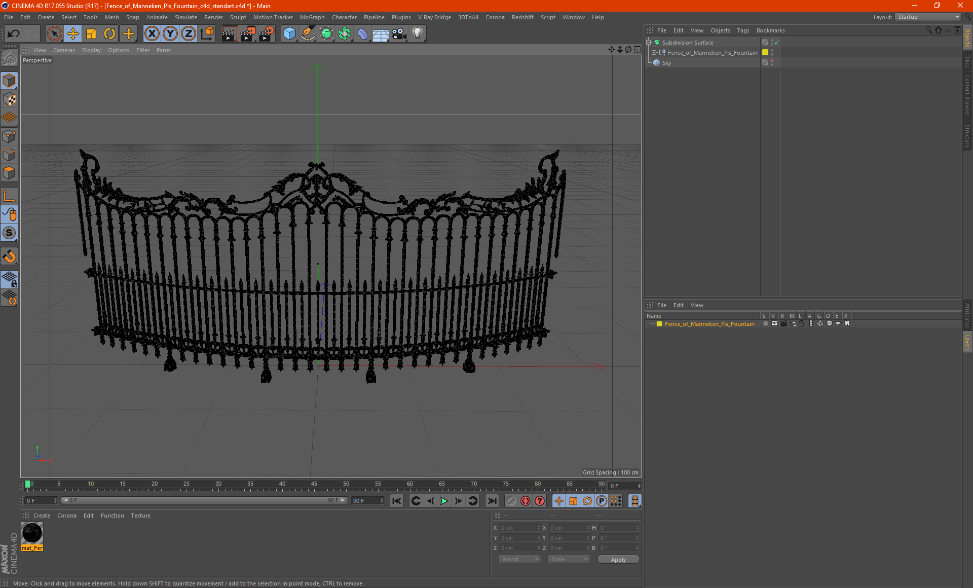 3D model Fence of Manneken Pis Fountain