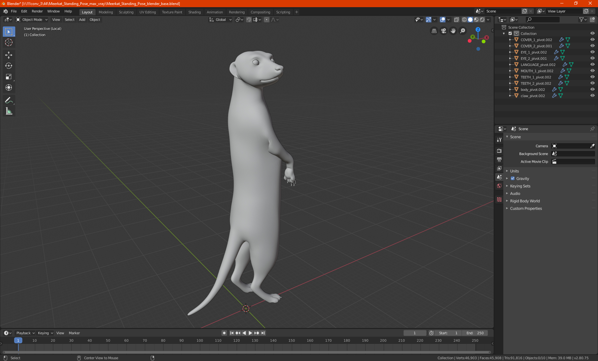 3D Meerkat Standing Pose