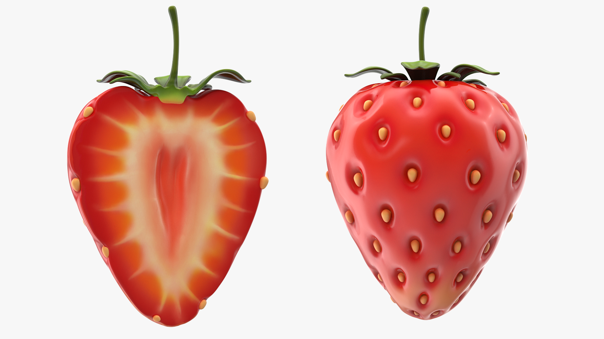 Cartoon Half Cut Strawberry 3D