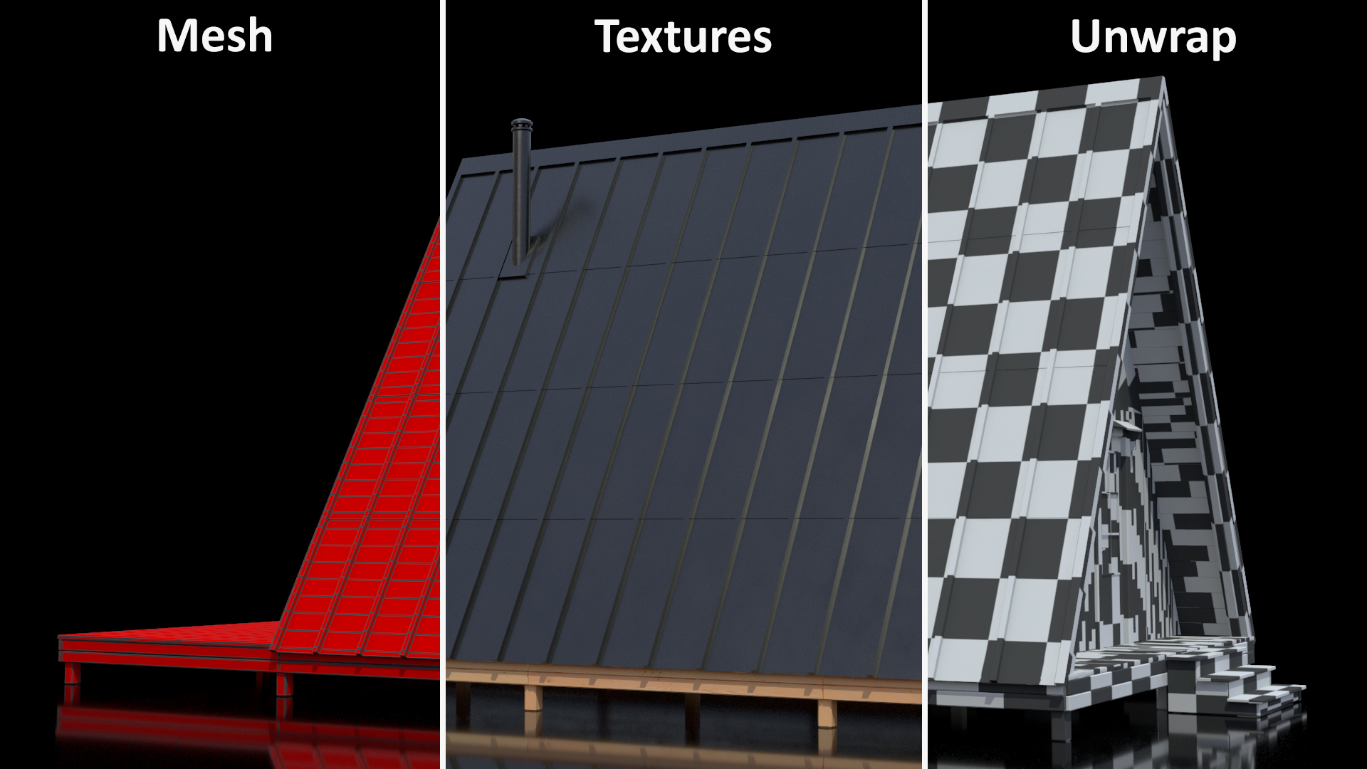 3D A Frame Cabin with Deck model