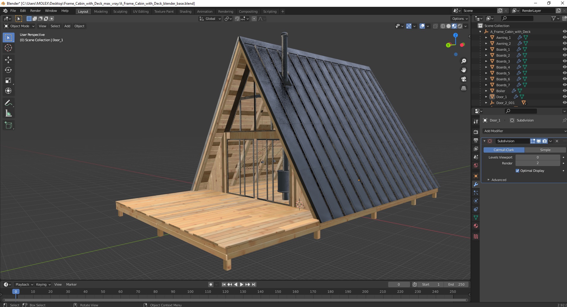 3D A Frame Cabin with Deck model