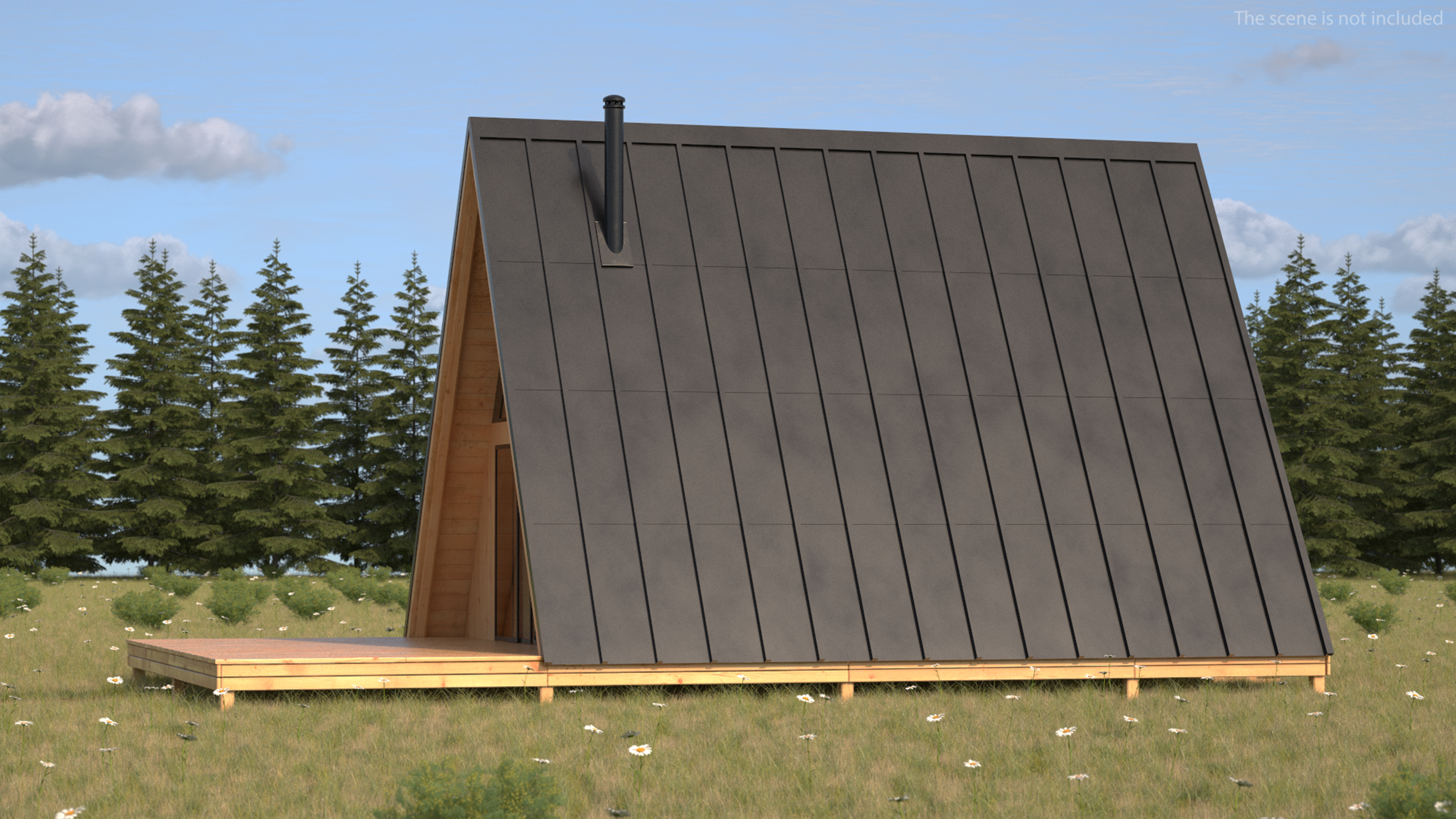 3D A Frame Cabin with Deck model