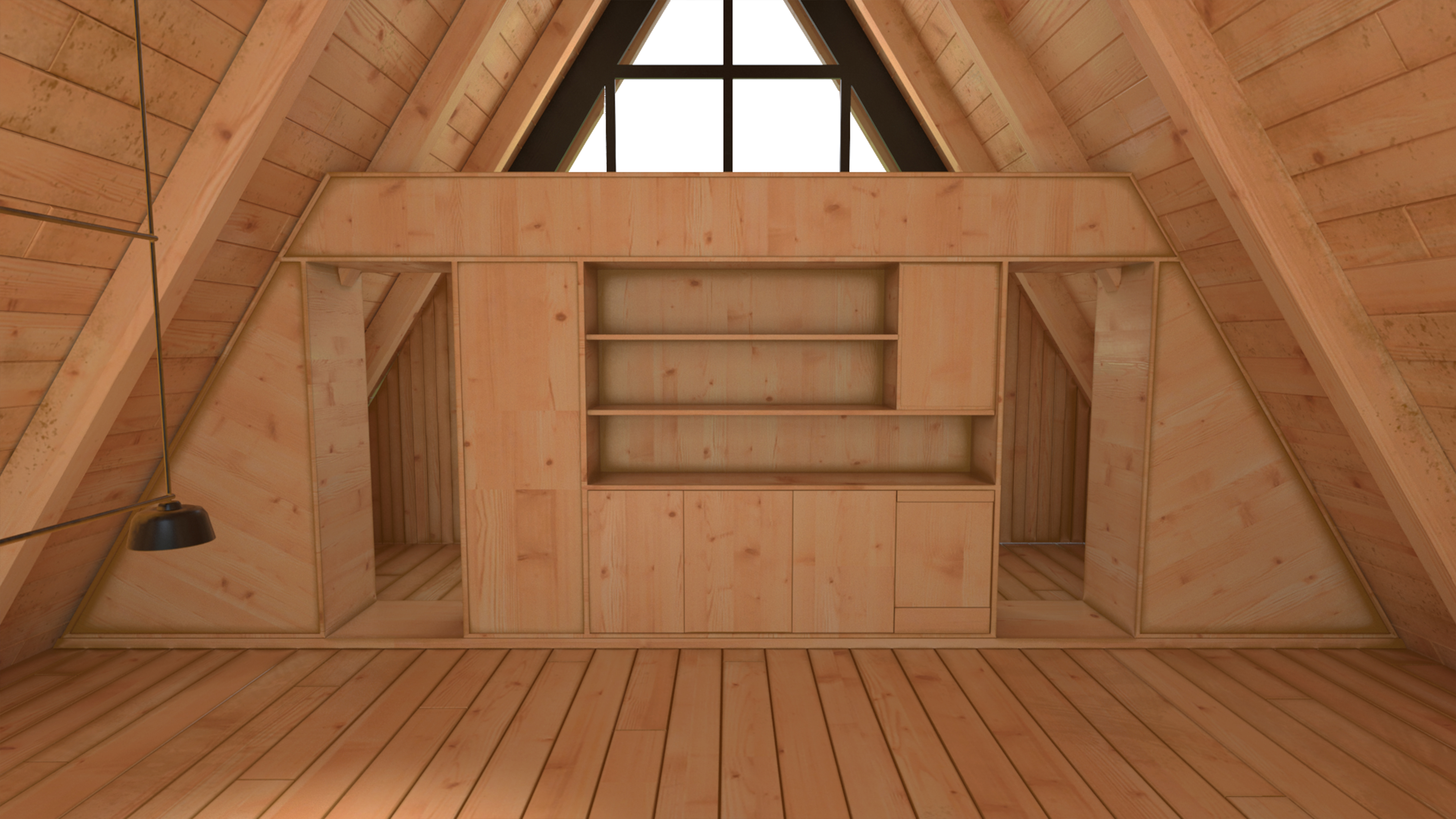 3D A Frame Cabin with Deck model