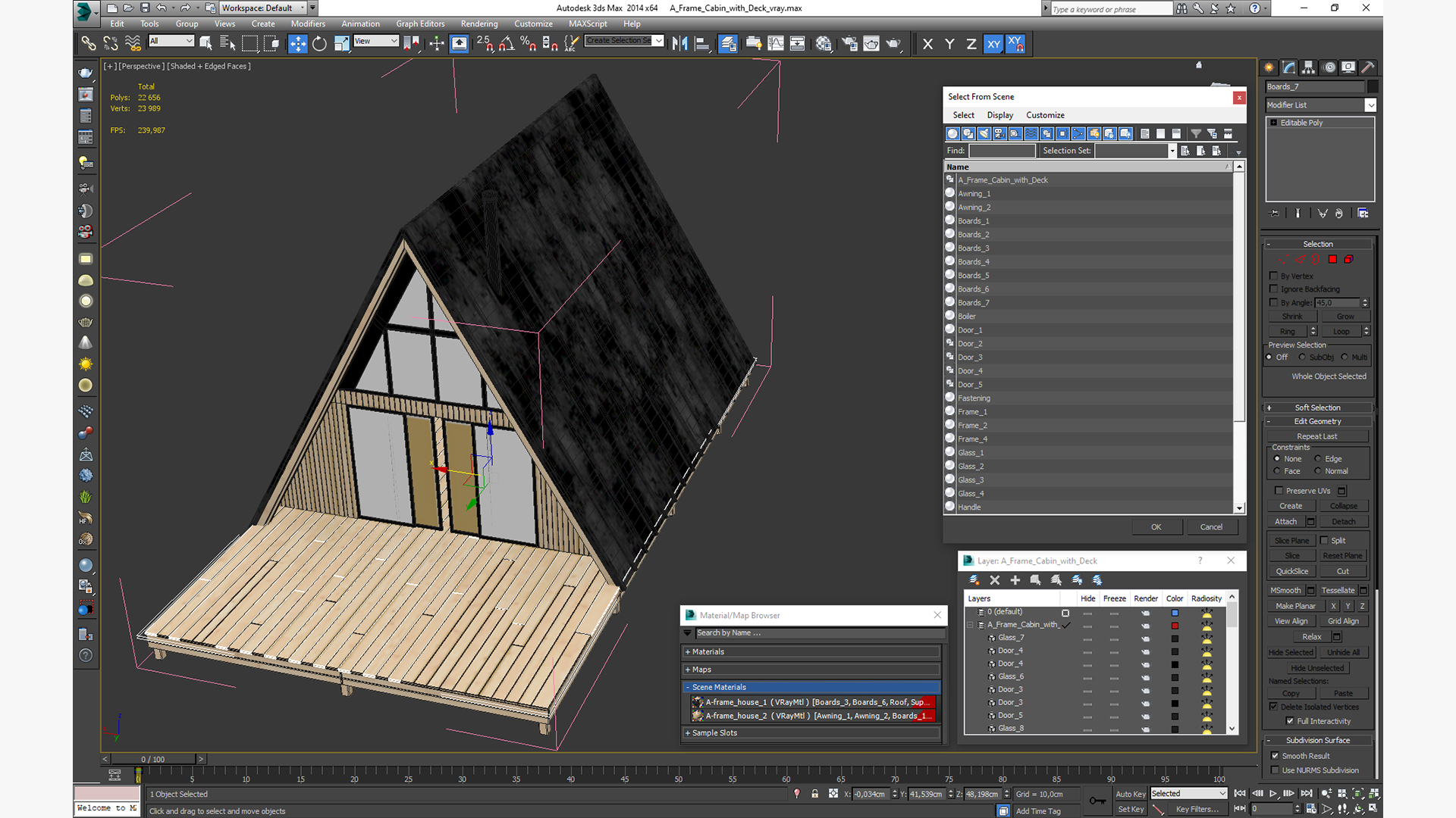 3D A Frame Cabin with Deck model