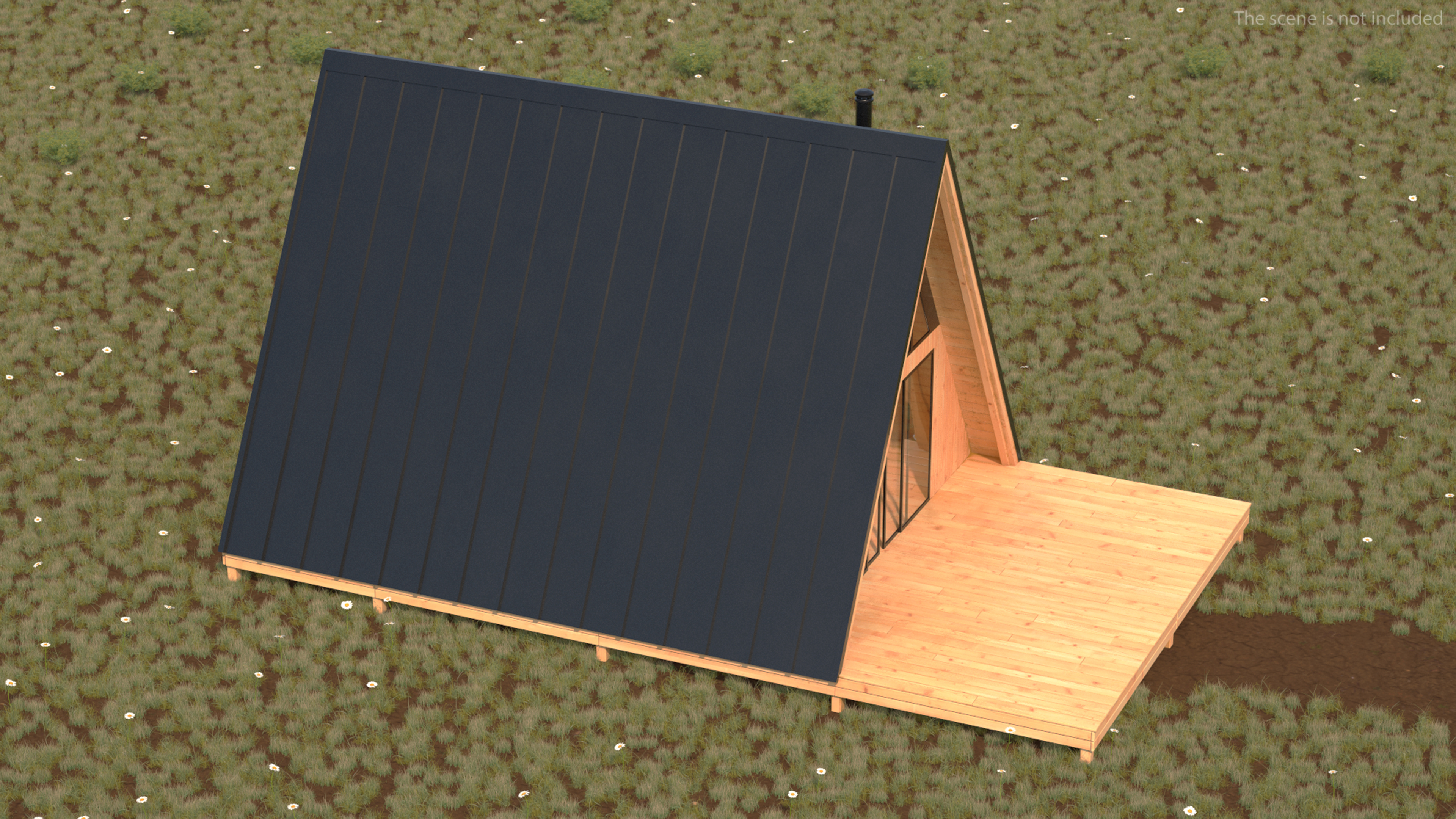 3D A Frame Cabin with Deck model