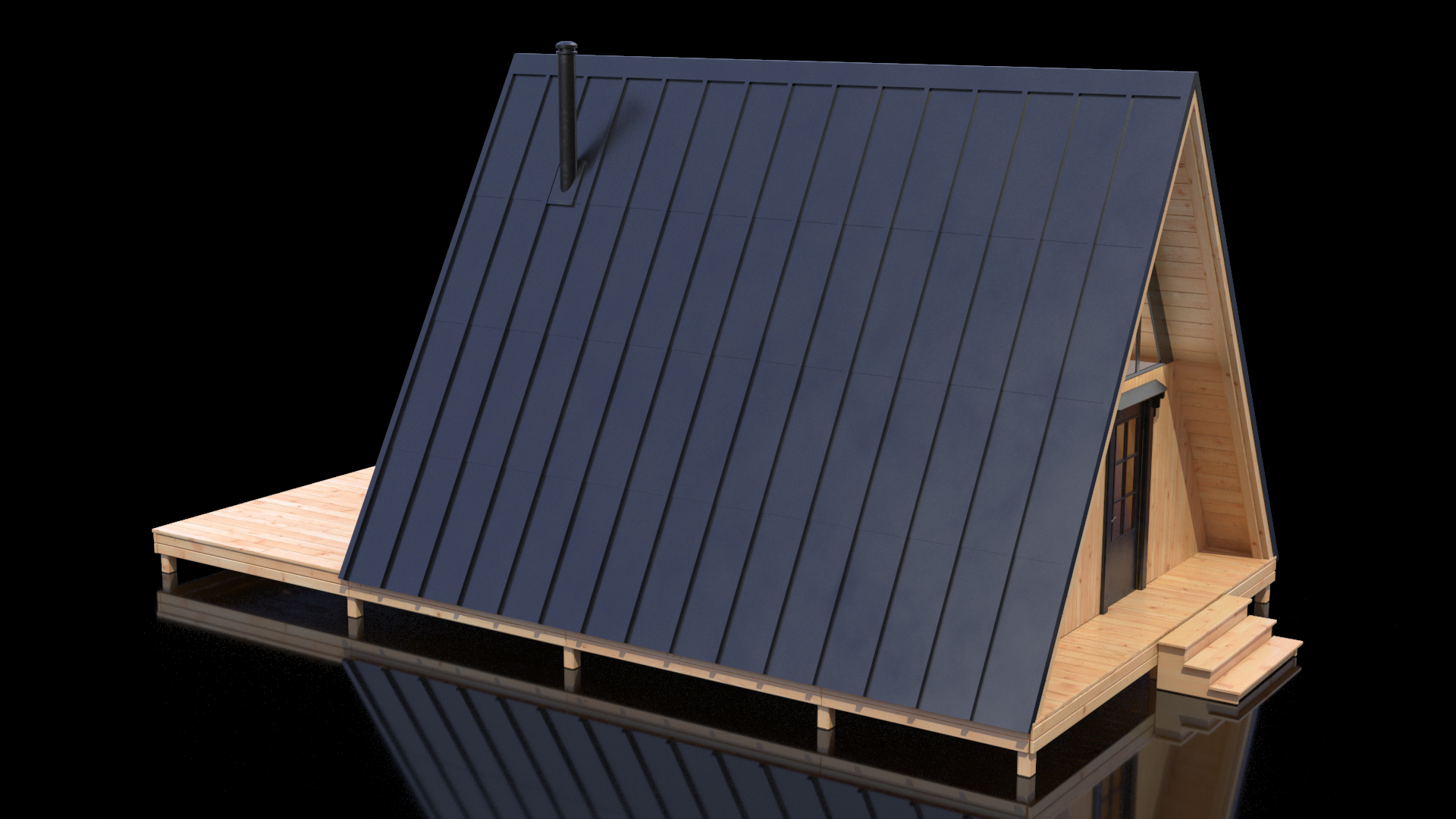 3D A Frame Cabin with Deck model