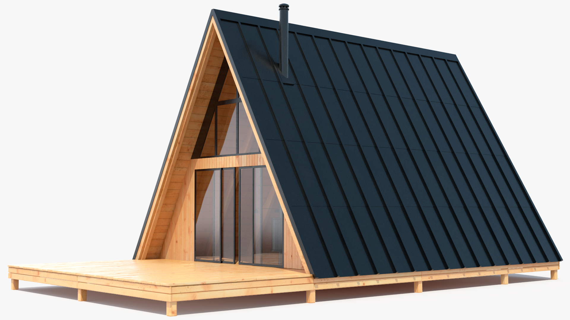 3D A Frame Cabin with Deck model