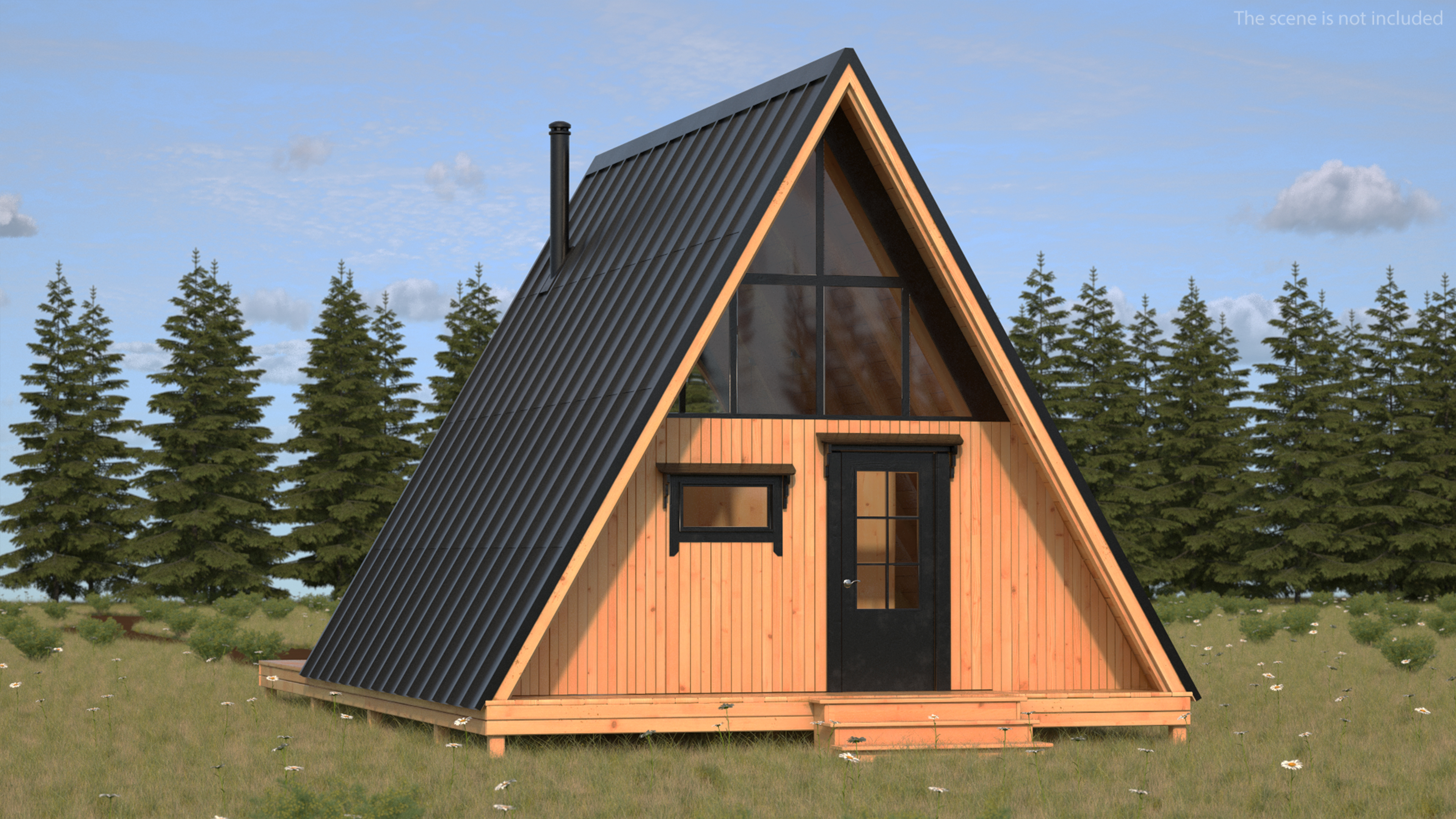 3D A Frame Cabin with Deck model