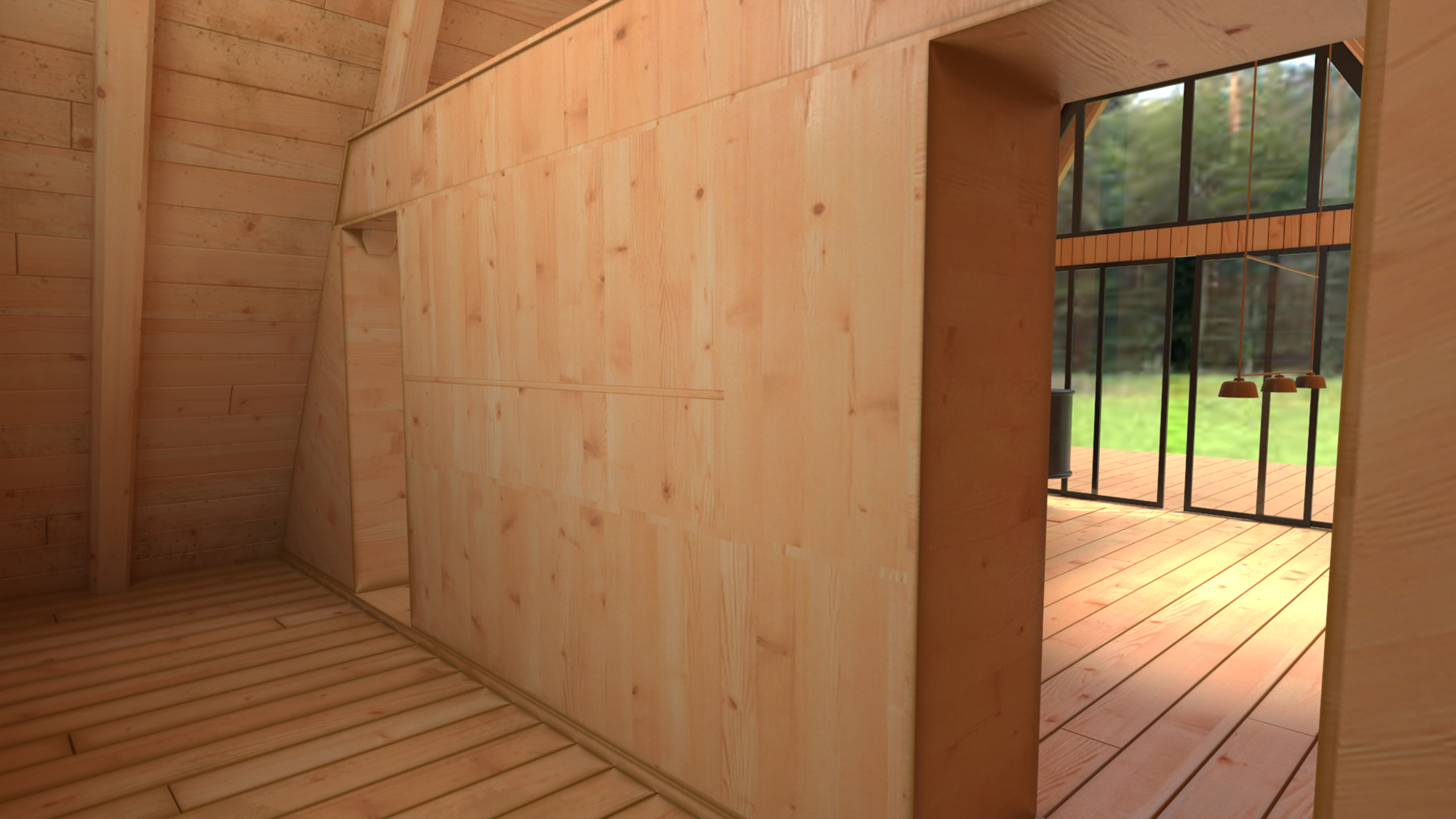 3D A Frame Cabin with Deck model