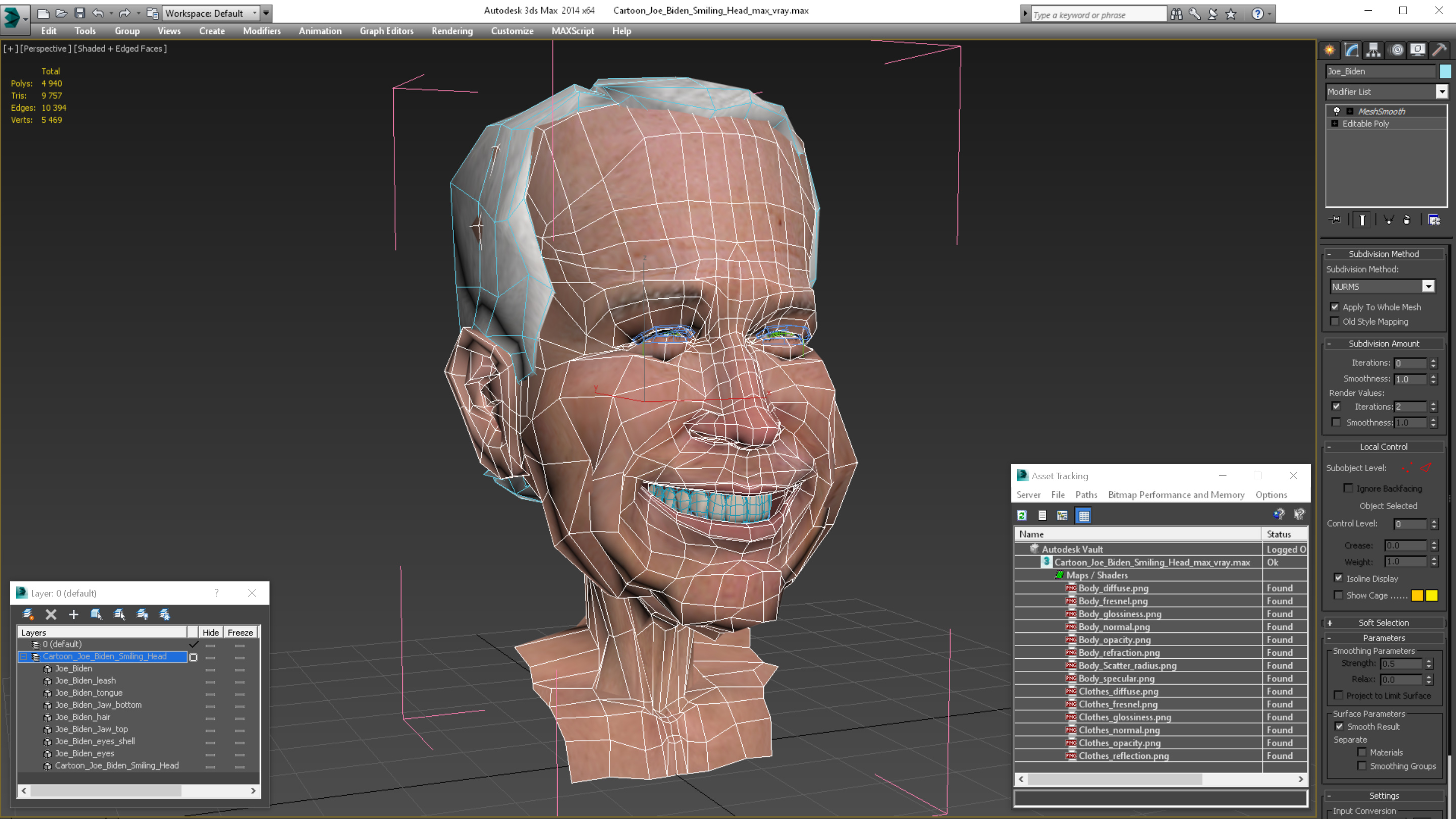 3D model Cartoon Joe Biden Smiling Head