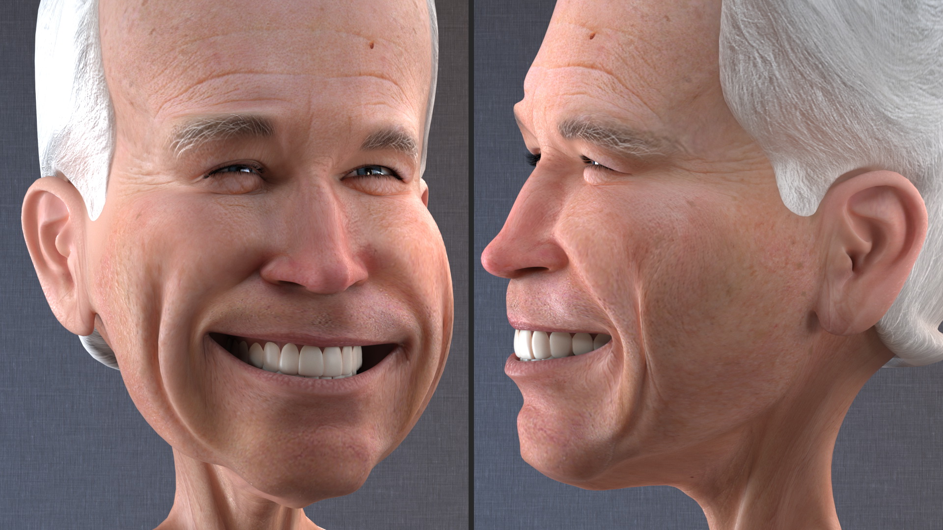 3D model Cartoon Joe Biden Smiling Head