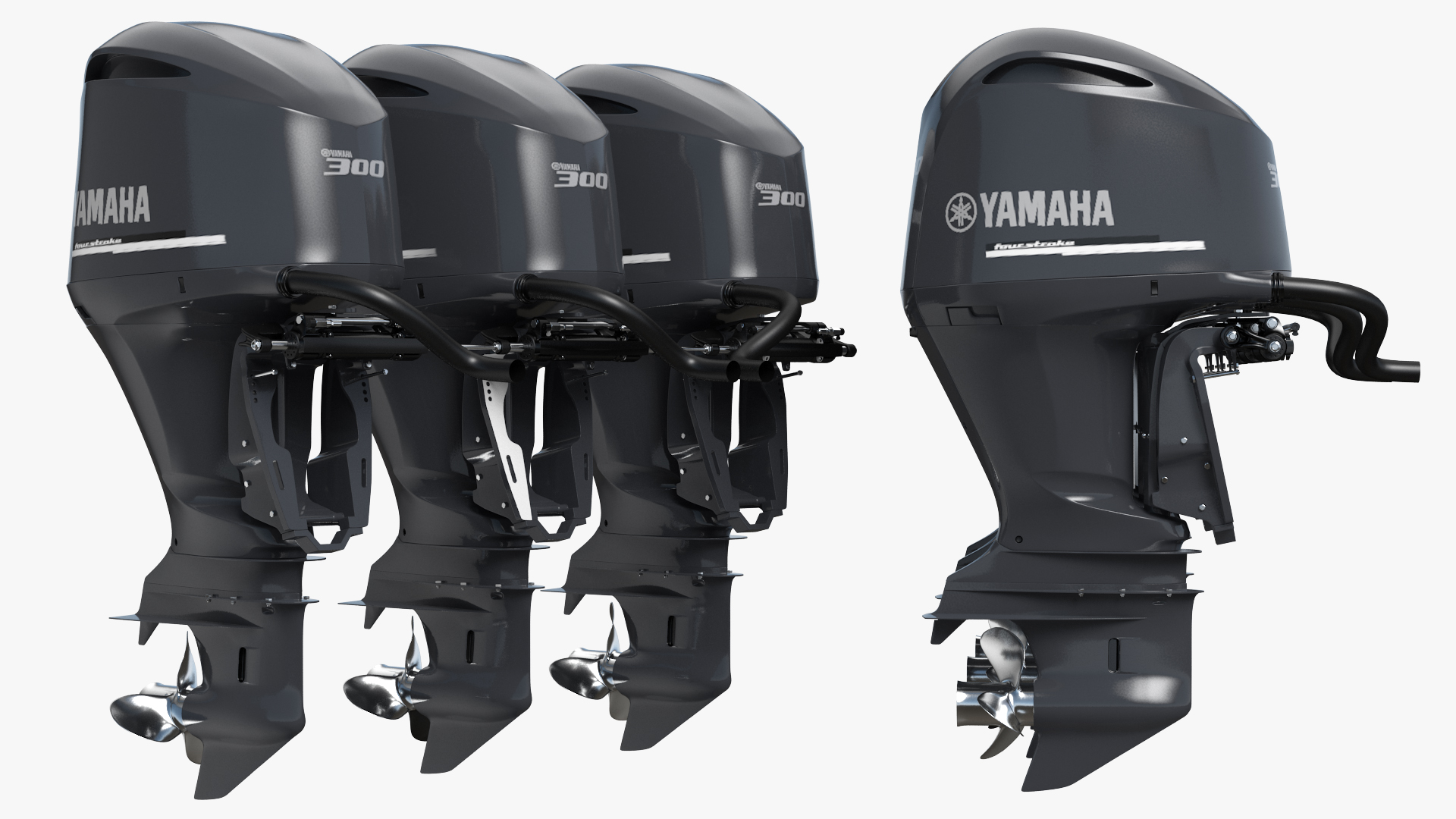 3D Triple Yamaha 350 V8 Outboard Motors