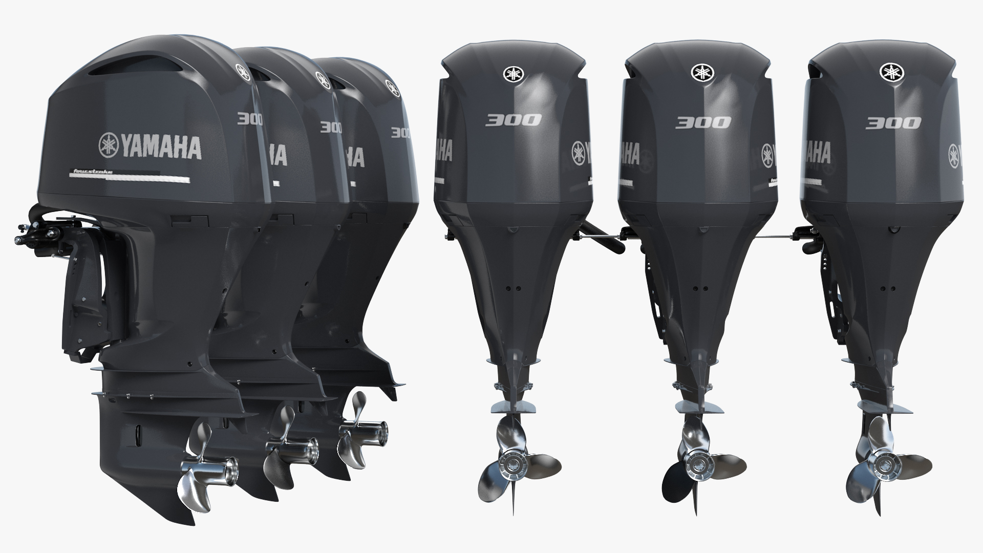 3D Triple Yamaha 350 V8 Outboard Motors