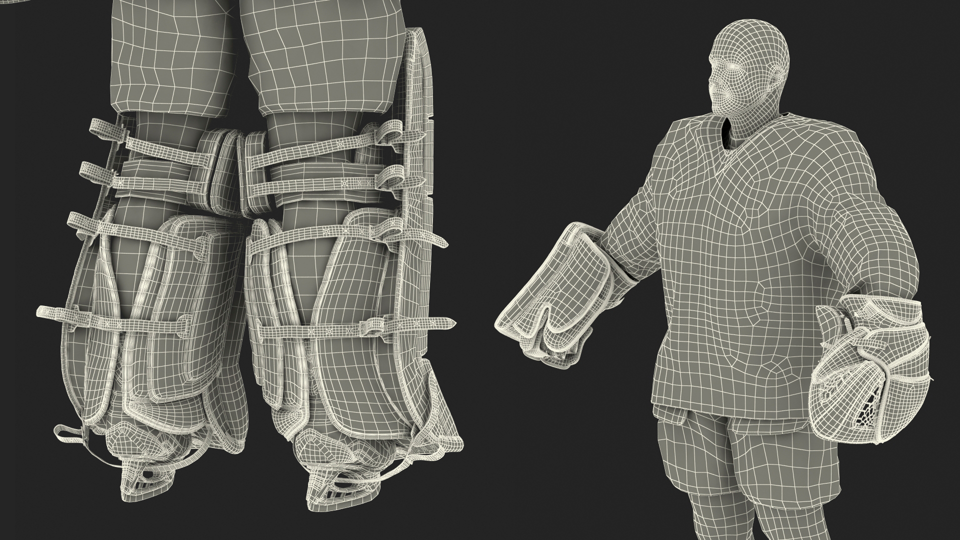 3D model Hockey Goalkeeper Fully Equipped Neutral Pose