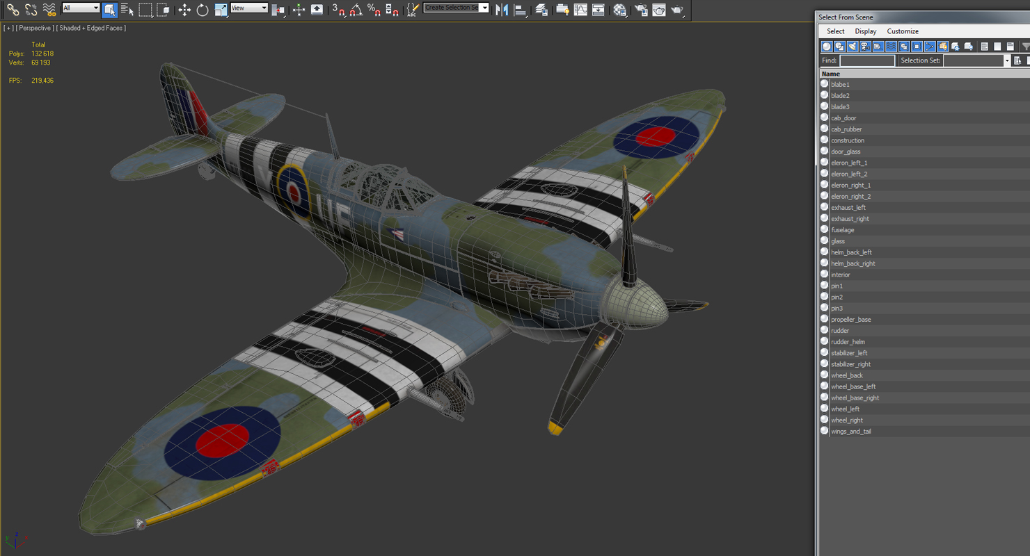 3D Royal Air Force Fighter Supermarine Spitfire LF Mk IX model