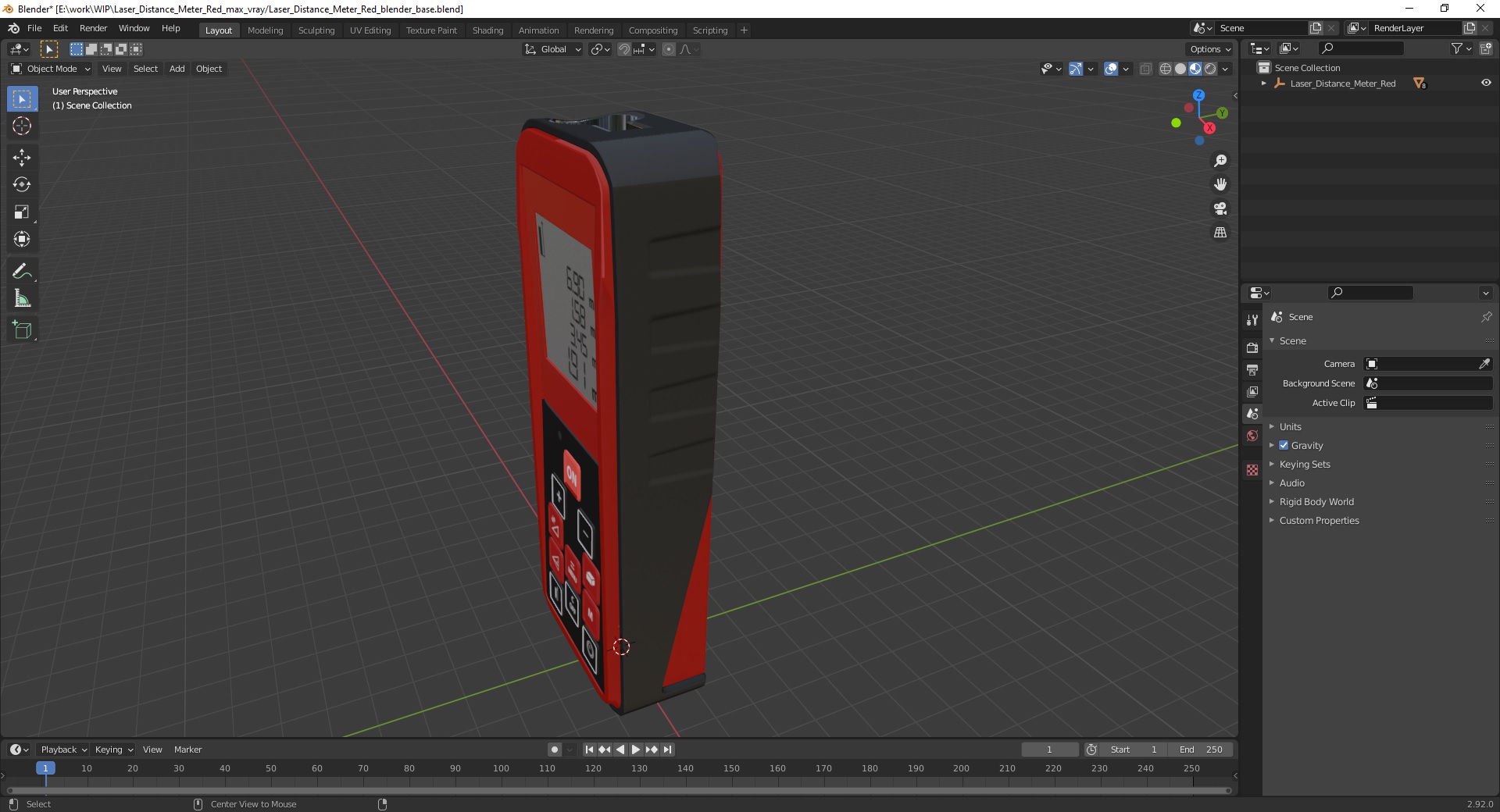 Laser Distance Meter Red 3D model