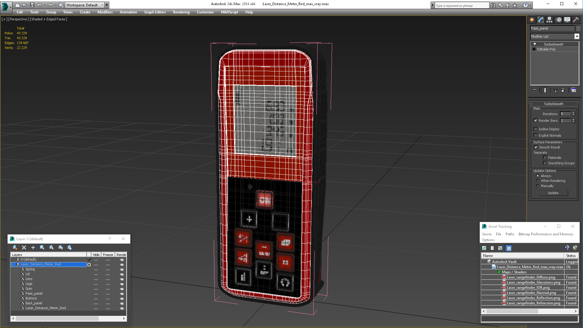 Laser Distance Meter Red 3D model