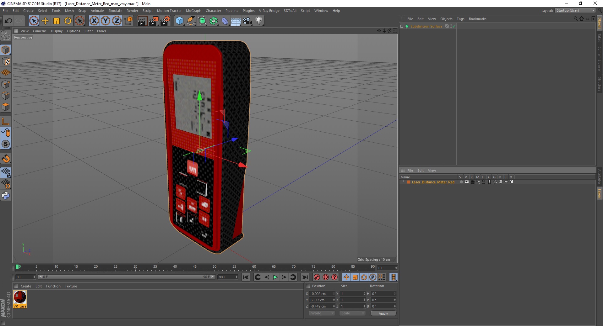 Laser Distance Meter Red 3D model