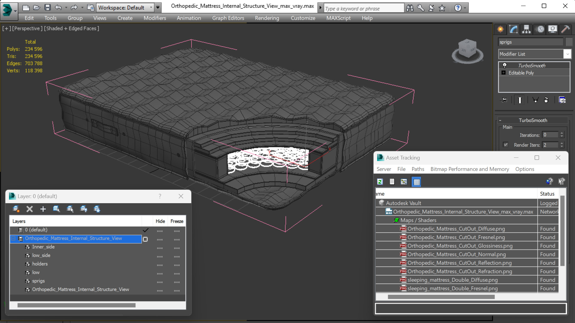 3D Orthopedic Mattress Internal Structure View model