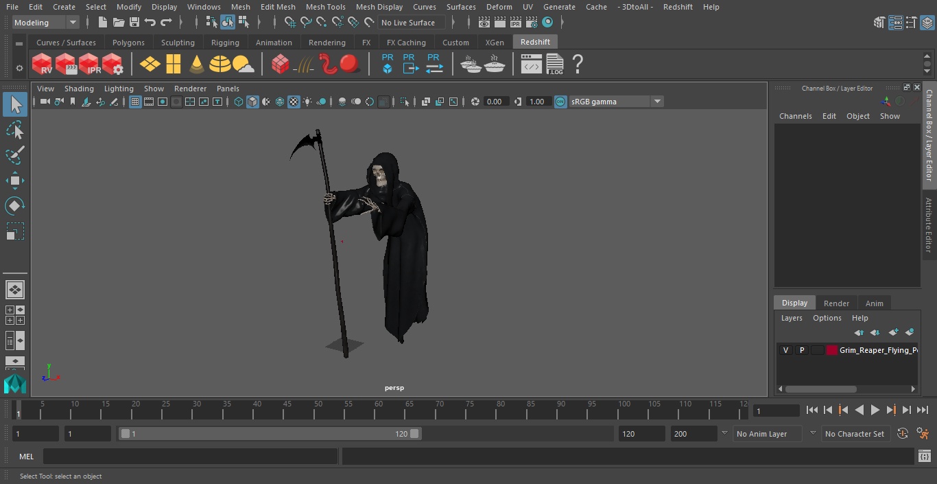 3D Grim Reaper Flying Pose model