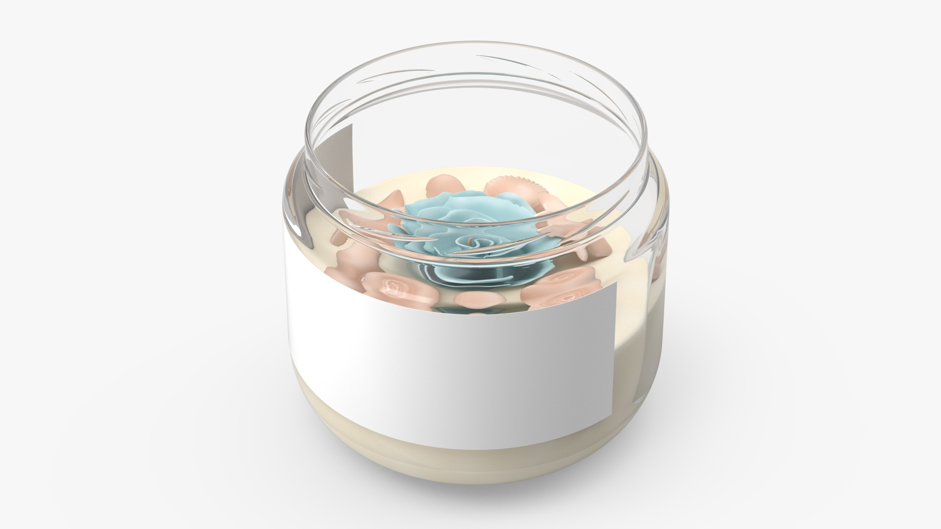 3D Glass Jar Candle Open